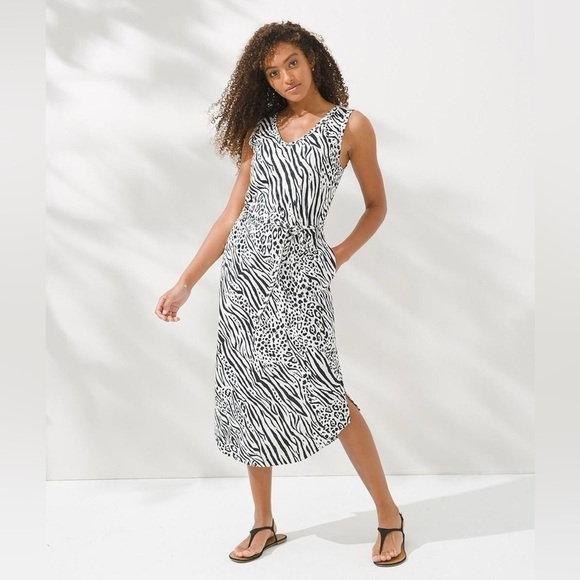 Soma Dresses & Skirts - Soma Weekend Slub Tank Midi Dress Wild Thing Animal Print